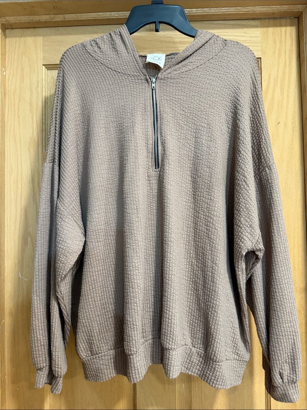 Fantastic Fawn Taupe Waffle Half-Zip Hoodie
